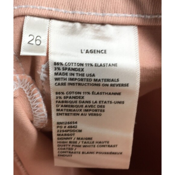 L'Agence Jeans Women's Size 26 " Dusty Pink " Margot Skinny Coated NEW - Picture 9 of 9